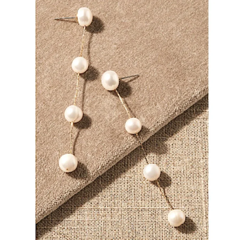 New ~ Anthropologie BHLDN "Leonor" Long Pearl Earrings_3